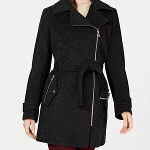 Michael Kors Asymmetrical Belted Coat heavy nice winter jacket size L